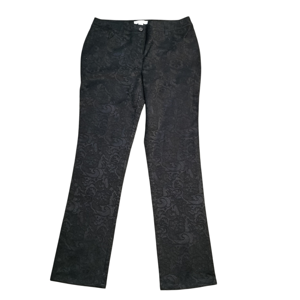Chico's Floral Lace 5 Pocket Patterned Trousers Size 1